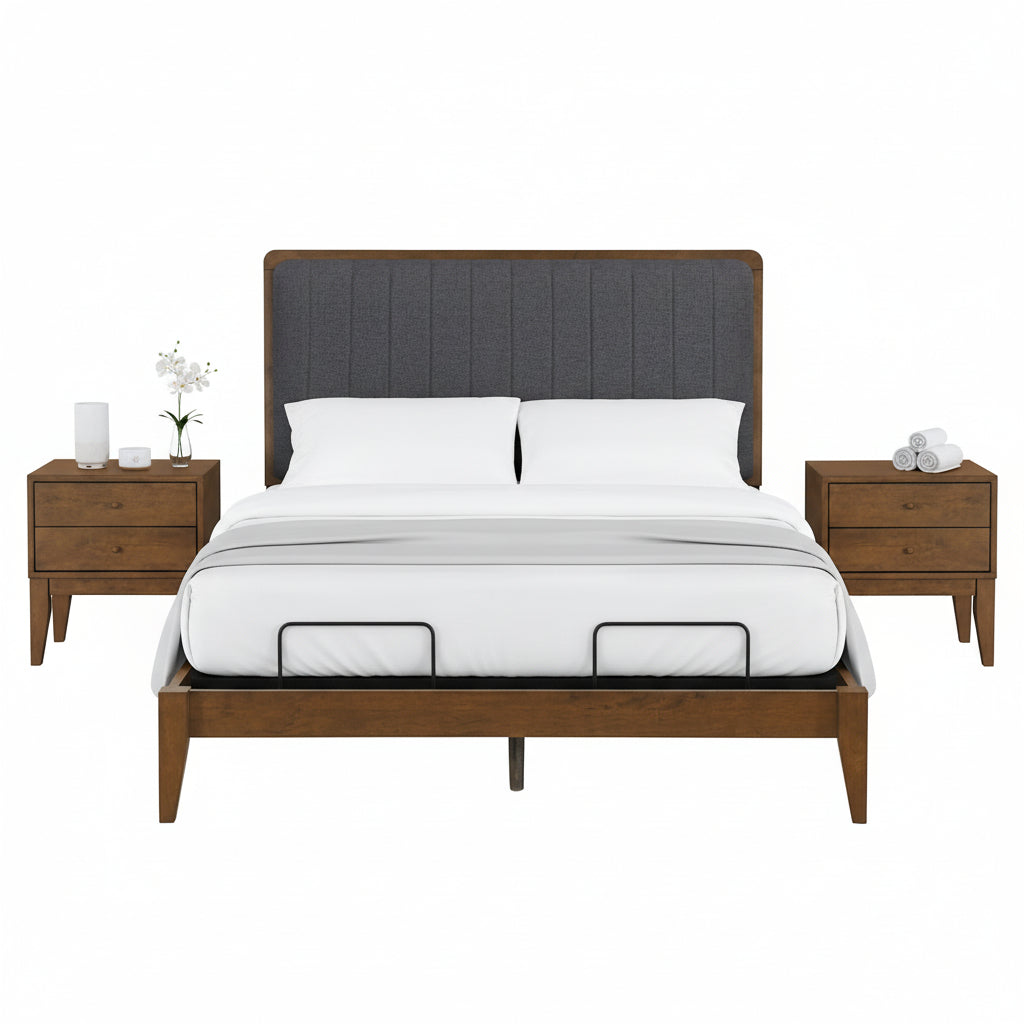 Dark Grey Upholstered Platform Bed