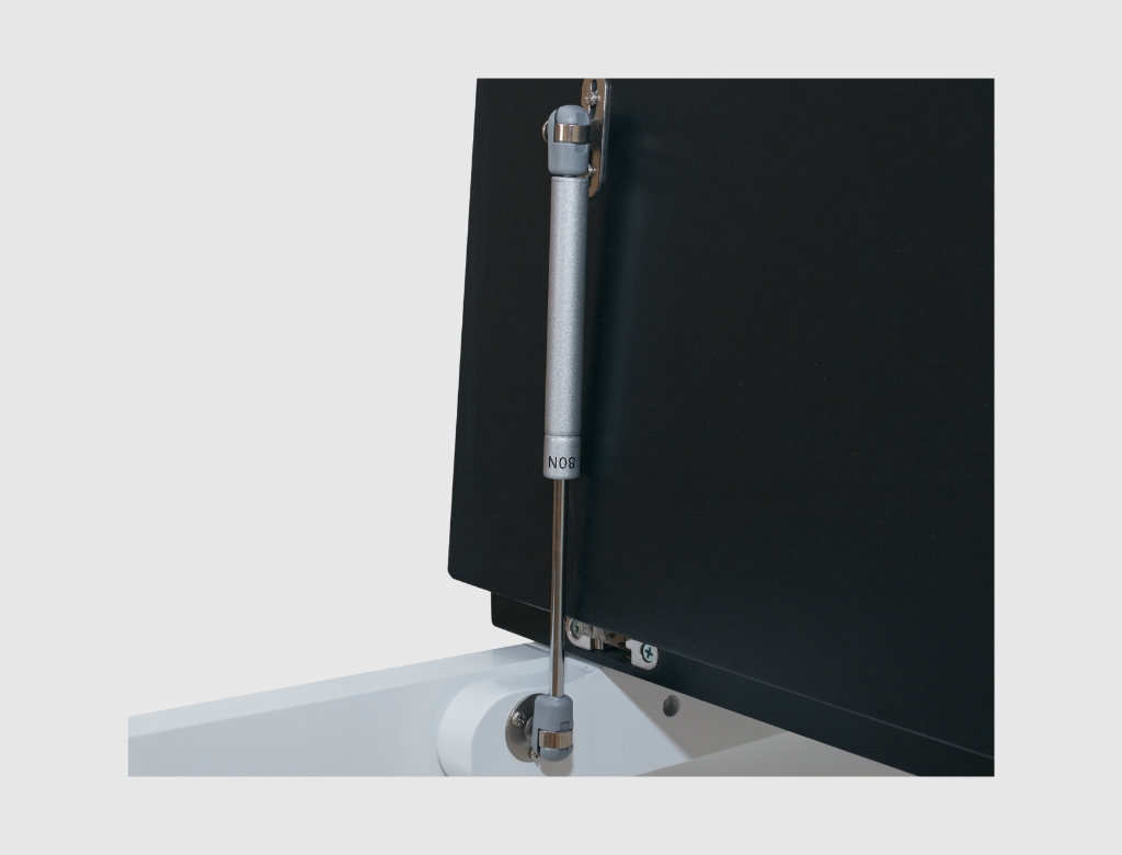 Black screen with a metal stand on a white background