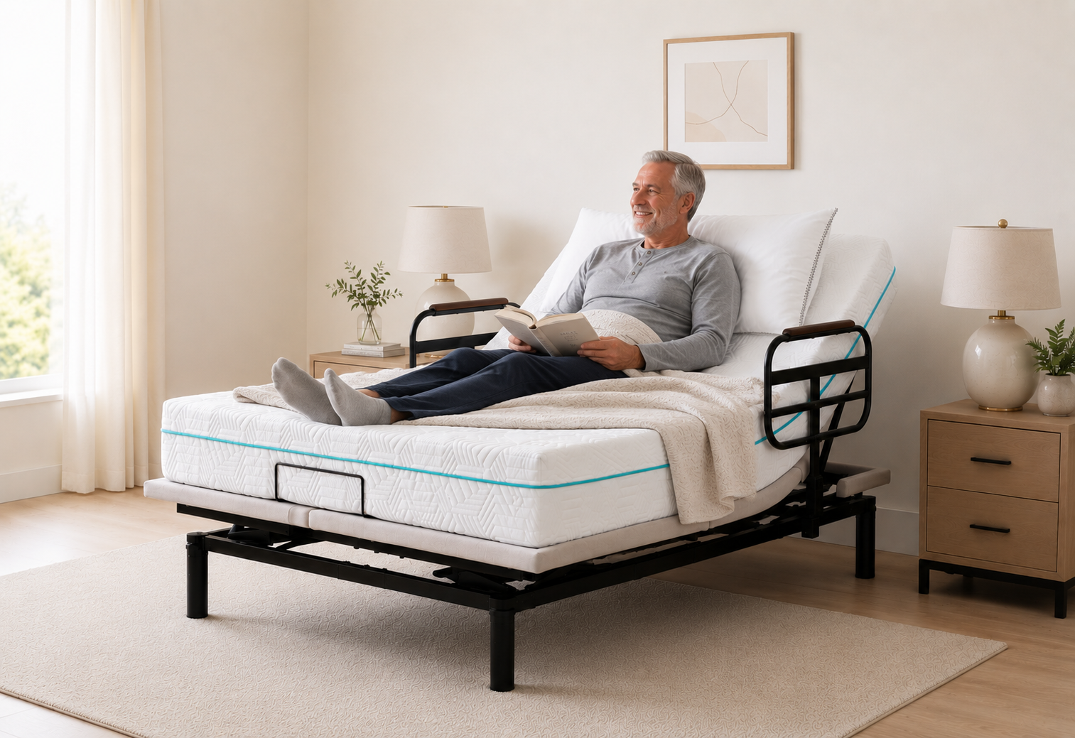 HiLow Adjustable Bed with Memory Gel Foam Mattress