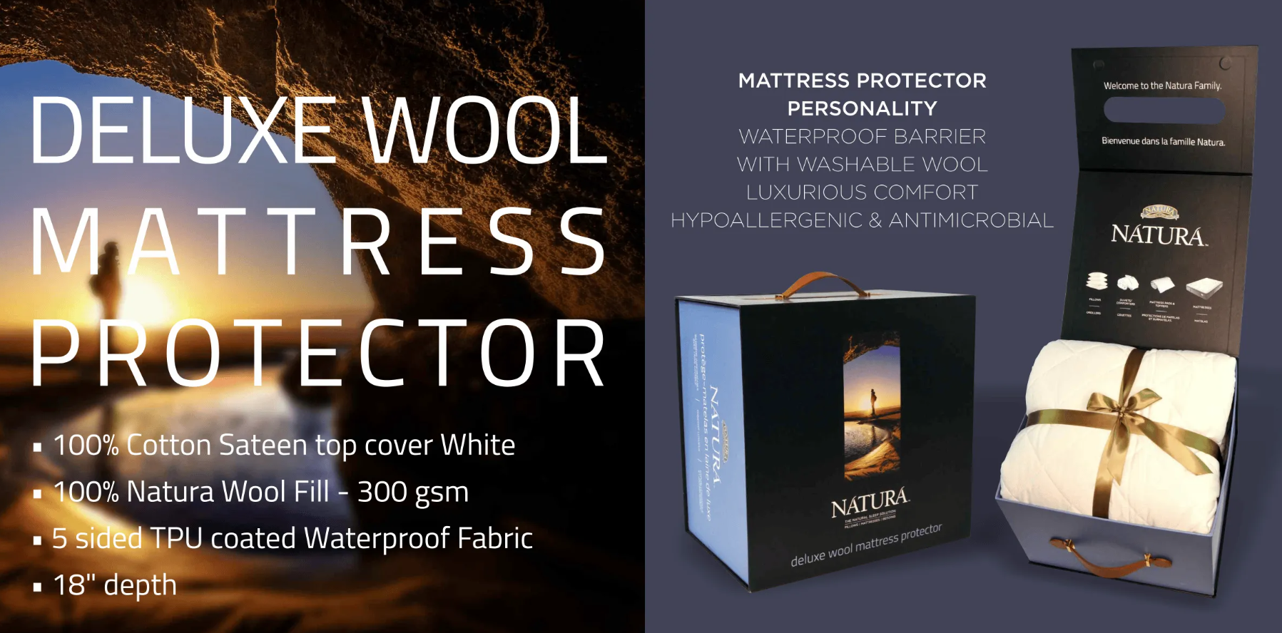 Natura Washable Wool Mattress Protector