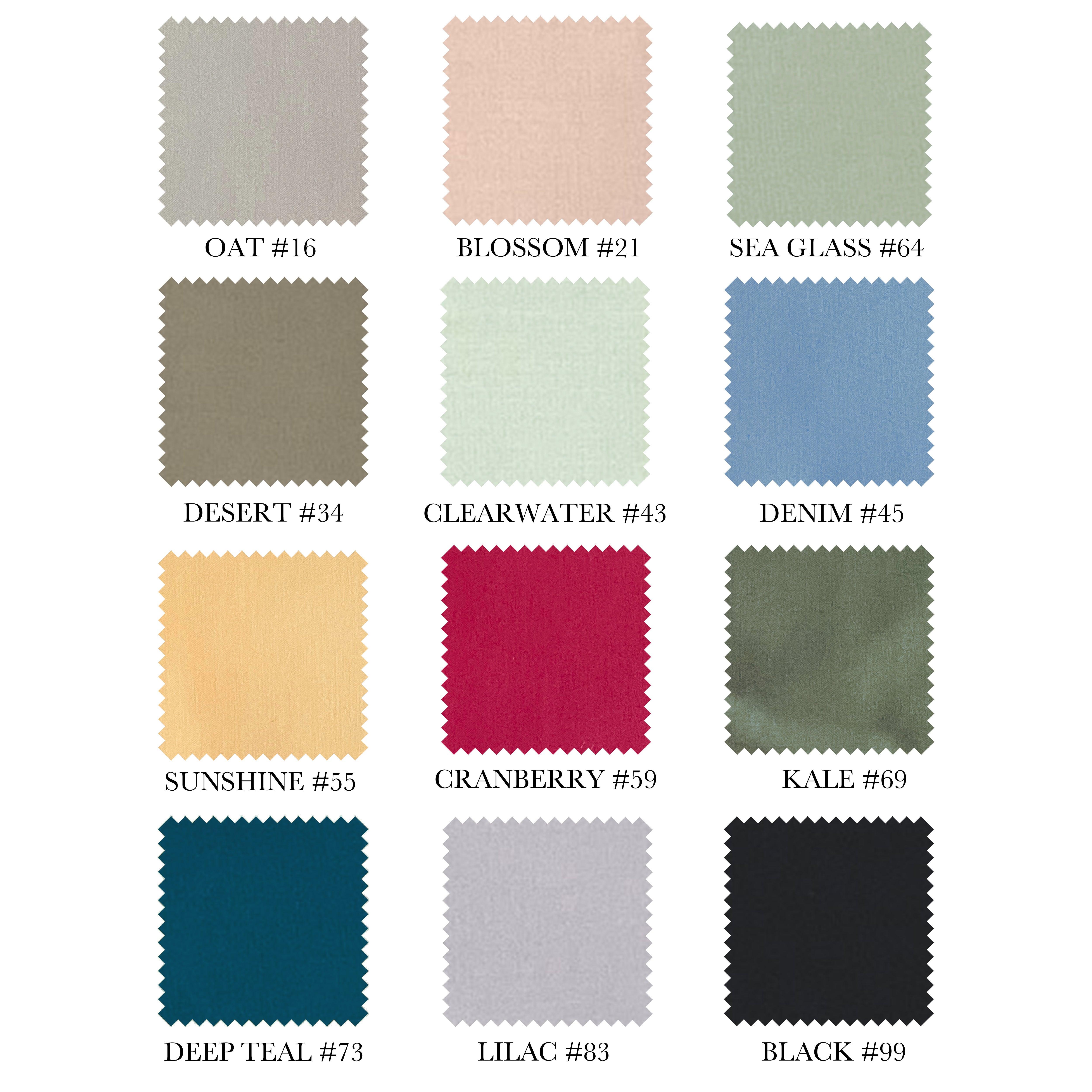 Percale Deluxe Fashion Swatch Chart by Cuddle Down.