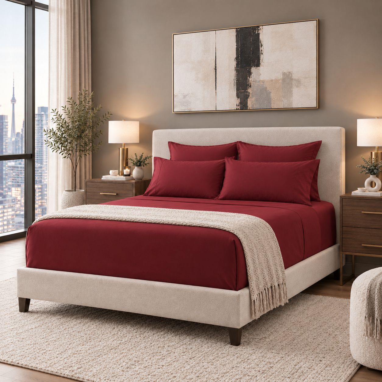 Percael Deluxe Fashion by Cuddle Down in Cranberry.
