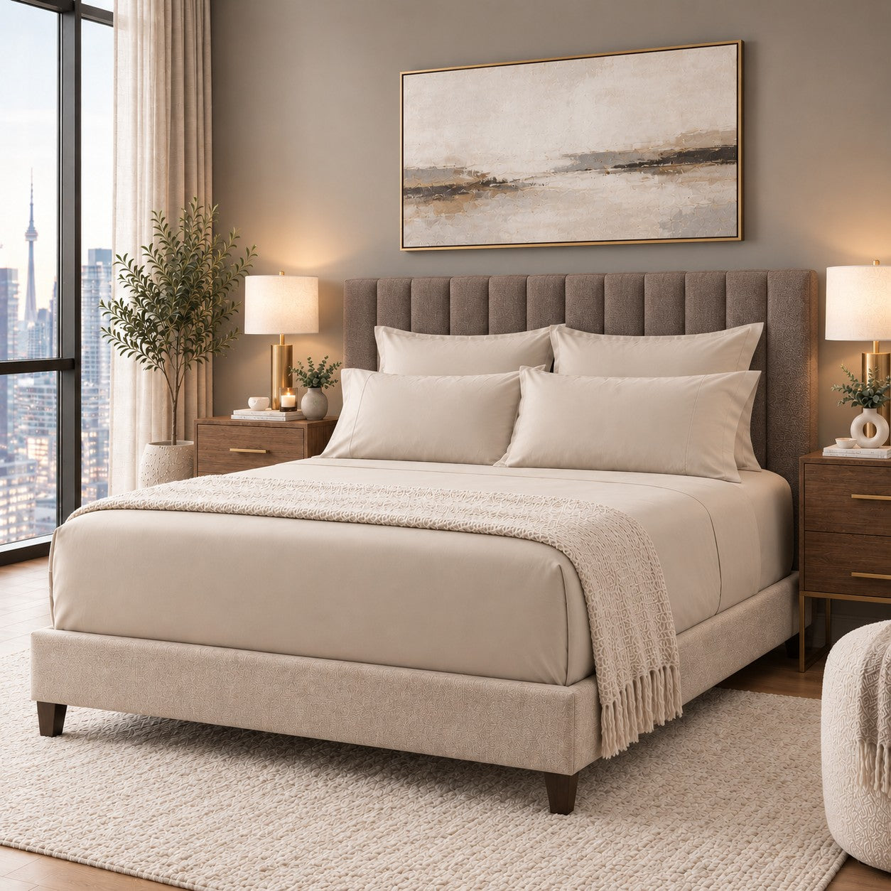 Percael Deluxe Fashion by Cuddle Down in Oat.   