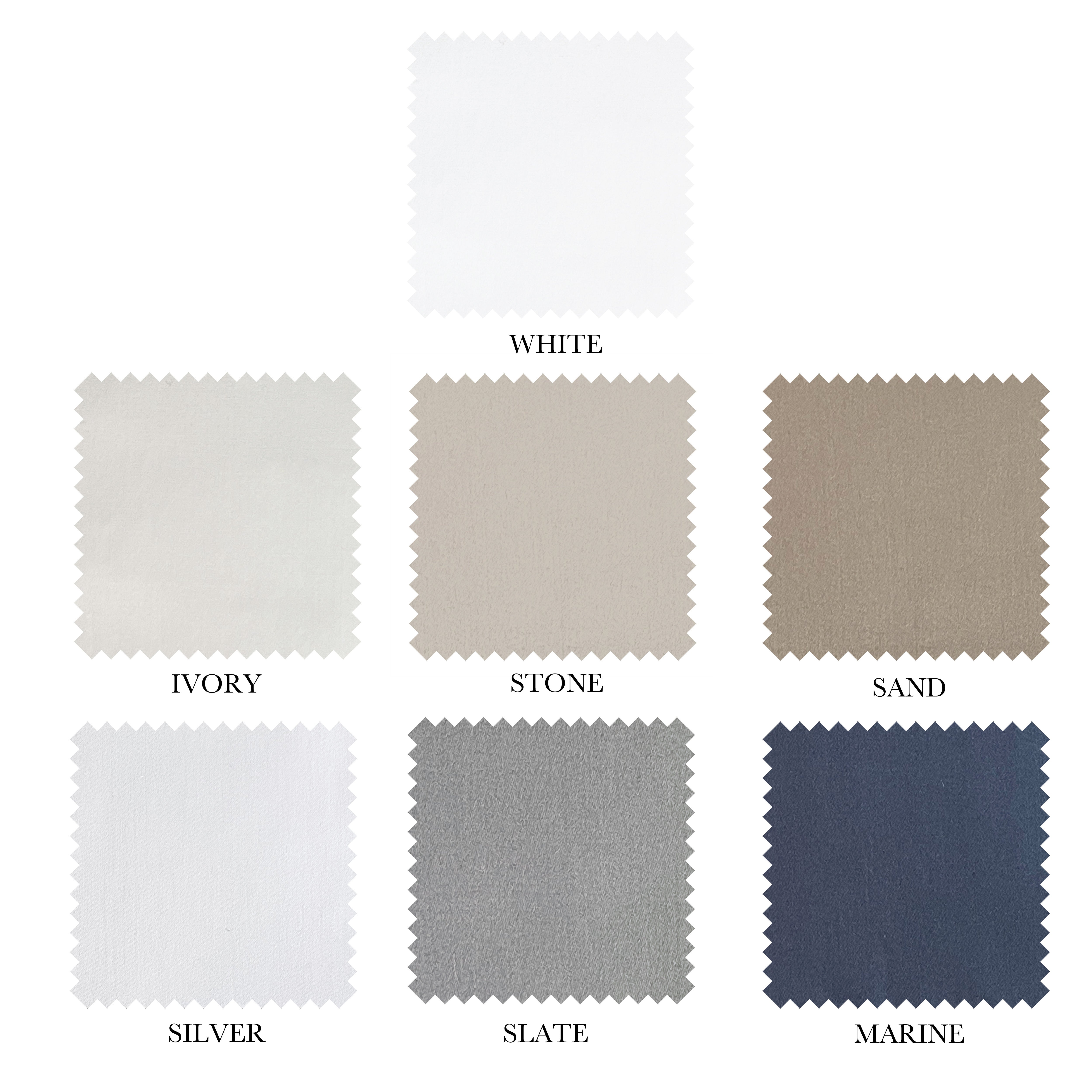 Cuddle Down Renaissance Egyptian Cotton Sateen Sheet Sets. Swatch Card